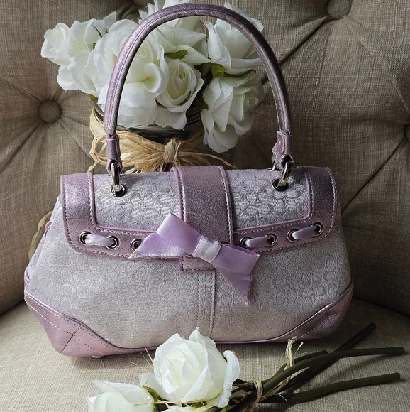 Sold- Vintage Coach Signature Lurex & Swarovski Crystal Top-Handle Bag / Purse - Picture 7 of 15